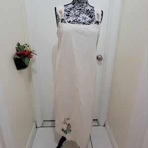 Two twenty Ivory flax&cotton blend retro y2k midi /maxi dress
